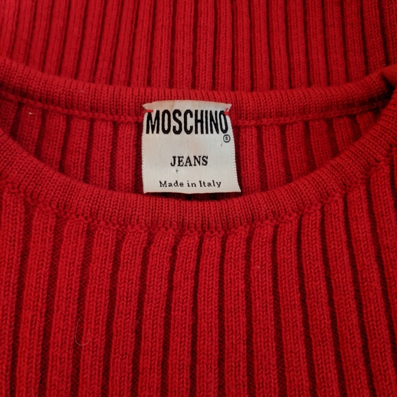 Vintage MOSCHINO red wool sweater Italy 90s - Picture 4 of 4